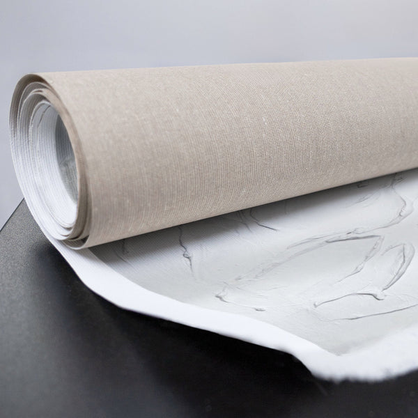 Gerolltes Leinwandbild mit weißer Struktur, Acryl auf Canvas