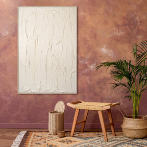 Struktur Gemälde Weiß auf brauner Wand im modernen Raum