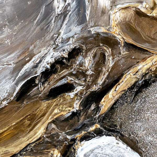 Nahaufnahme goldener Texturen auf Leinwand