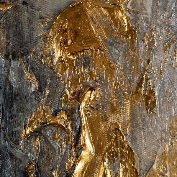 Detailstruktur abstraktes Wandbild Goldakzente