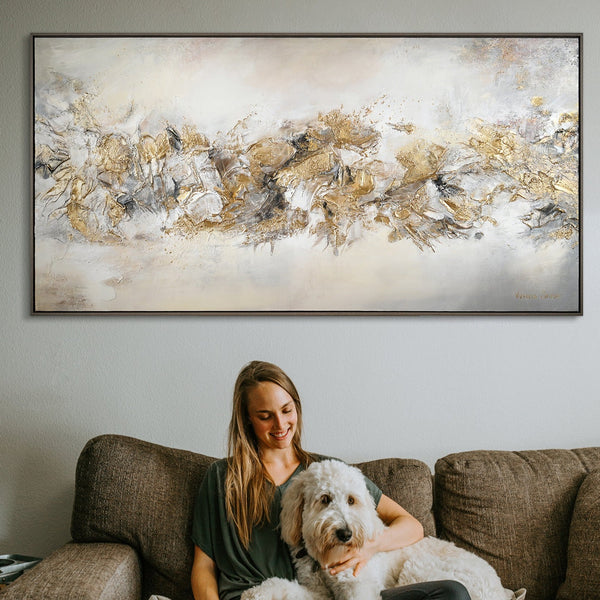 Gran cuadro pintado a mano "Línea de la Suerte" con marco 200x100 cm