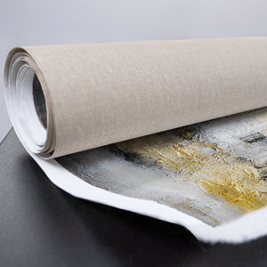  Gemälde abstrakt Gold Grau auf Leinwand gerollt