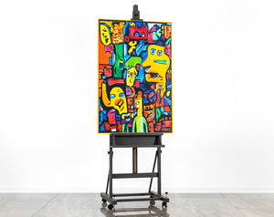 Cuadro pintado a mano en lienzo "Mosaico de la Identidad" – Decoración de pared original para salón