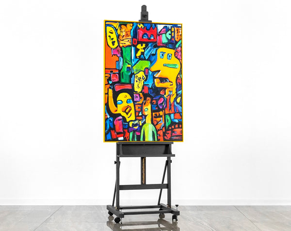 Cuadro pintado a mano en lienzo "Mosaico de la Identidad" – Decoración de pared original para salón