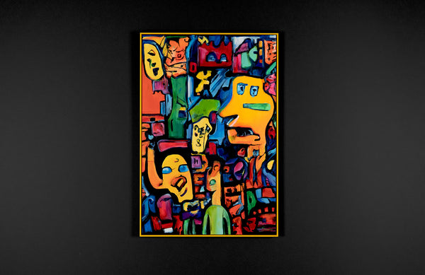 Cuadro pintado a mano en lienzo "Mosaico de la Identidad" – Decoración de pared original para salón