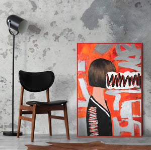 Großformatiges Pop Art Gemälde im modernen Interieur