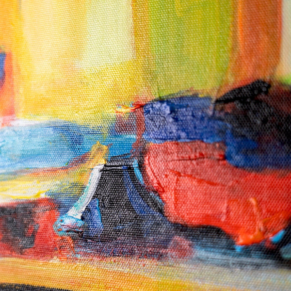 Detailansicht der Farbschichten und Struktur des Hafenbildes