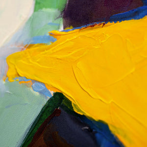 Acrylstruktur in Gelb mit sichtbarem Pinselstrich