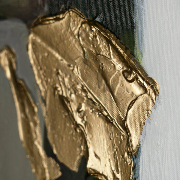 Detailaufnahme goldener Pinseltextur