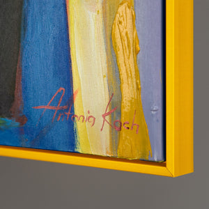 malen mit acryl abstrakt mit Gelb Rahmen