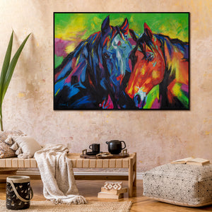 Wohnzimmer mit großem Pferdebild