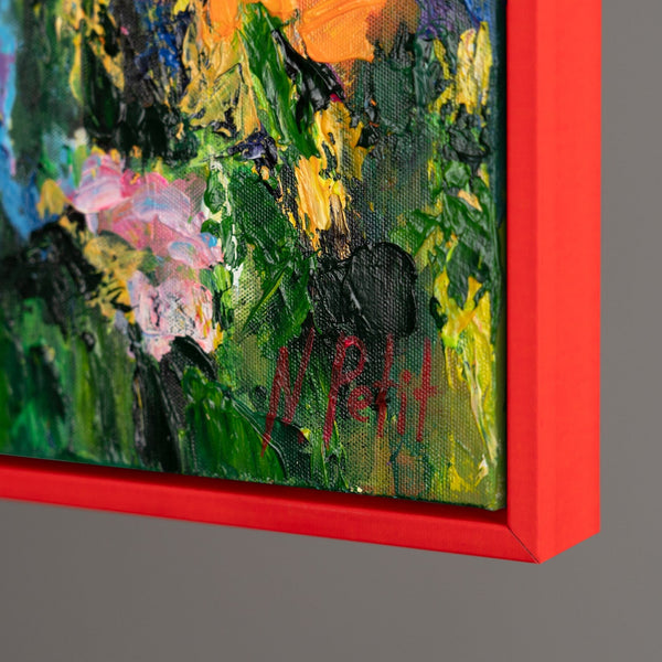 acrylbilder blumen modern mit Rot Rahmen