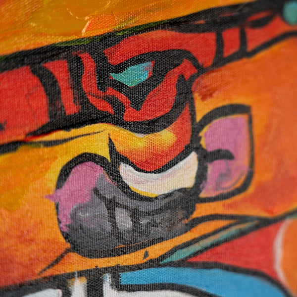 Strukturdetail in Orange und Lila