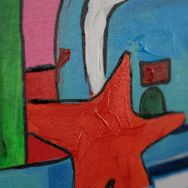 Detailansicht in Rosa und Gelb