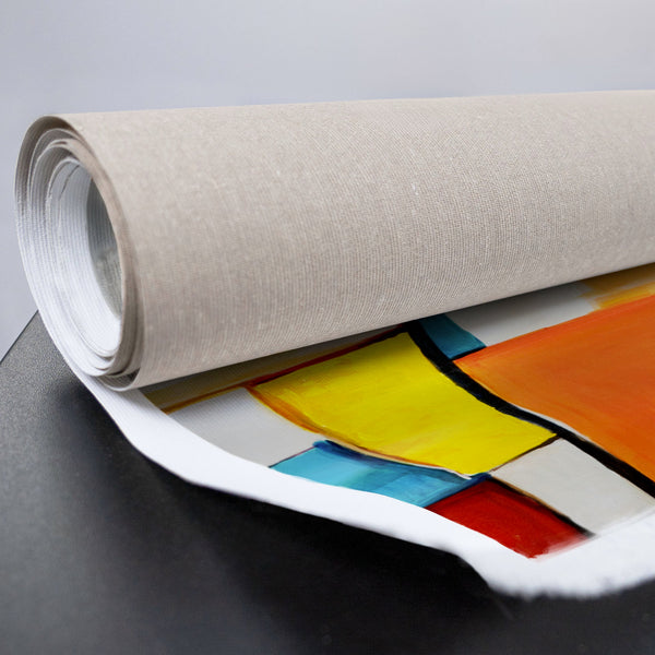 Detailansicht des gerollten Leinwandrands