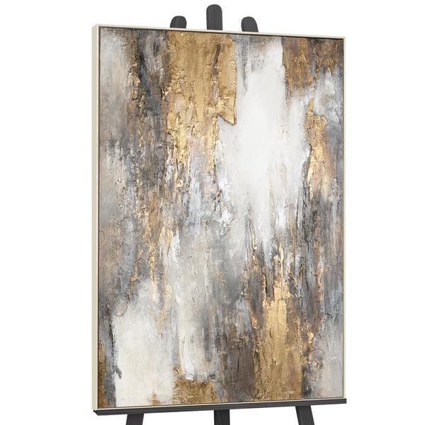 Pintura Acrílica Hecha a Mano con Marco Arte Abstrácto Moderno "Flujo Suave del Tiempo"