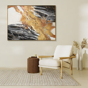 Wandbilder Wohnzimmer Modern Acryl Malerei mit Rahmen - Goldene Symphonie