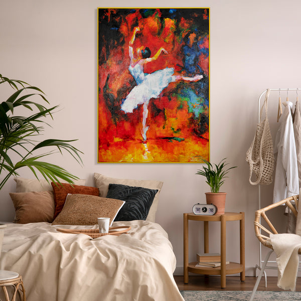 Abstrakte Acrylmalerei auf Leinwand mit Rahmen – Elegante Ballerina
