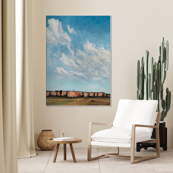 Pintura Acrílica Hecha a Mano con Marco "Inspiración en las Nubes" - Paisaje Original