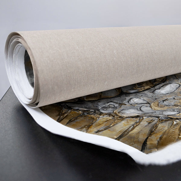 Leinwand mit gold-grauem Fisch-Relief