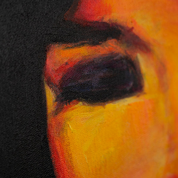 Öliger Farbauftrag mit schwarz-rotem Kontrast