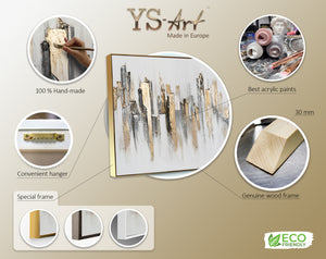 Handgemalte Abstrakte Kunst mit Goldakzenten "Stadtrhythmen"