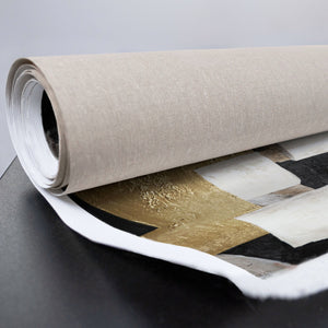 Gesamtansicht abstraktes Leinwandbild mit Goldakzenten