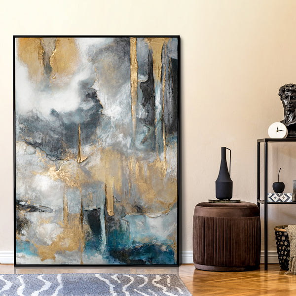 Leinwandbild „Goldene Konsonanzen“ im modernen Wohnzimmer