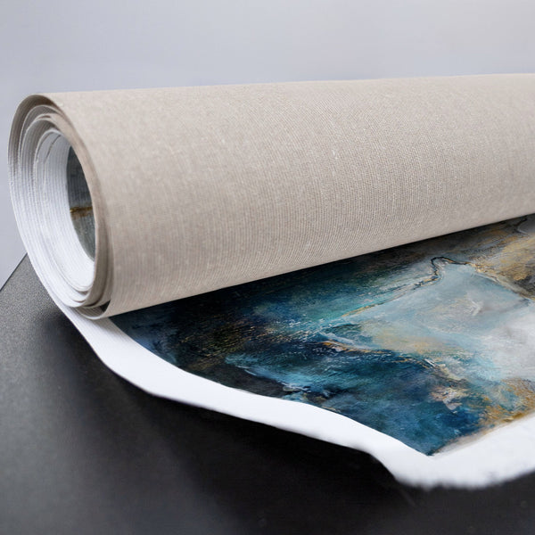 Nahaufnahme der strukturierten Goldfarbe auf Leinwand