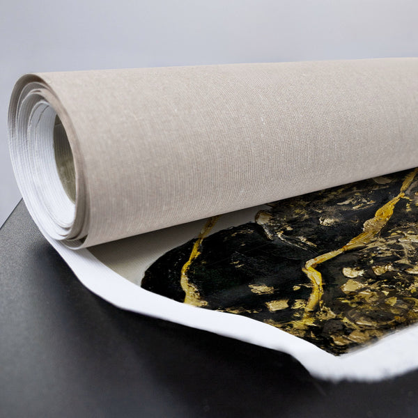 Abstrakte Leinwand mit Gold- und Schwarztönen