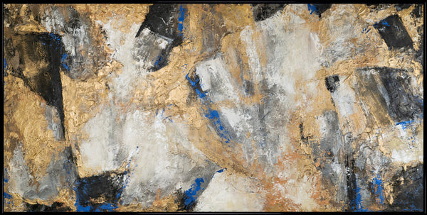 Pintura abstracta con acentos dorados – “Estructura Dorada”