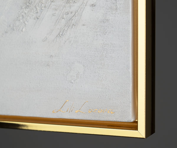 Cuadro tríptico con marco "Sombras brillantes" pintura abstracta moderna