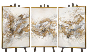 Cuadro tríptico con marco "Sombras brillantes" pintura abstracta moderna