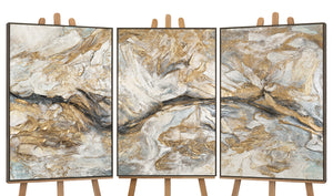 Tríptico abstracto con marco gris "Patrones abstractos" decoración moderna