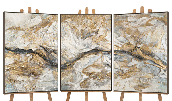 Tríptico abstracto con marco gris "Patrones abstractos" decoración moderna