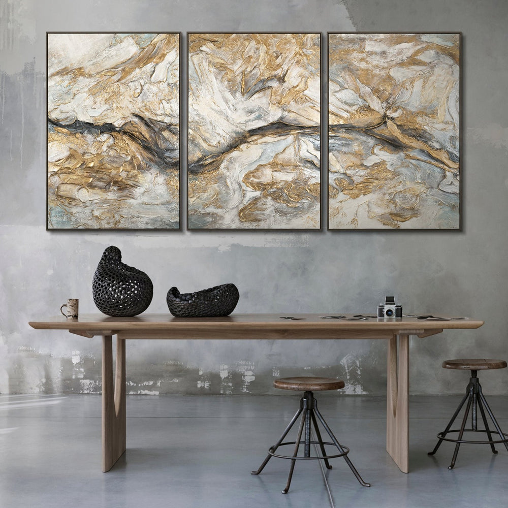 Triptychon „Abstrakte Muster“ im modernen Raum