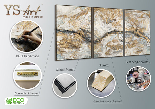 Tríptico abstracto con marco gris "Patrones abstractos" decoración moderna