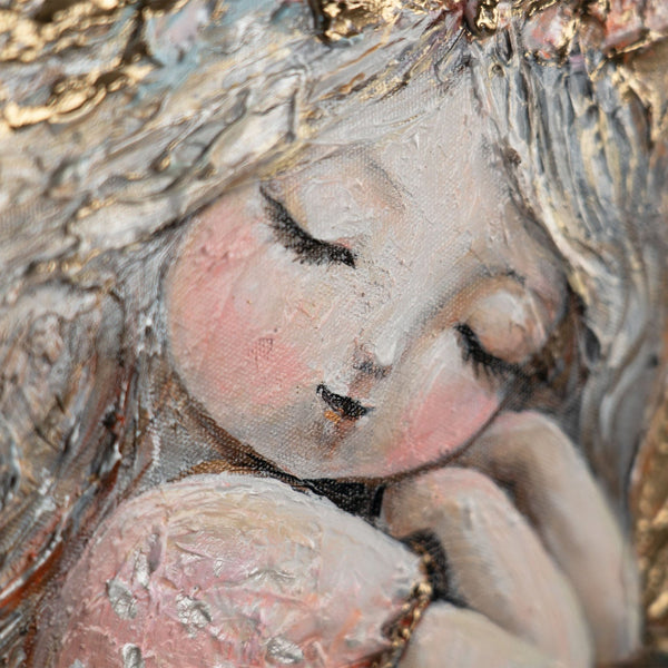 kunst bild Feine Flügelstruktur und goldene Akzente, Detail