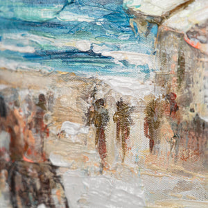 Fußgänger auf Promenade – Acrylbild mediterrane Stadt