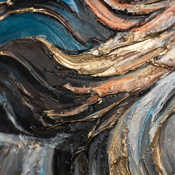 Textur und Pinselstriche – Acrylbild mit Gold und Blau