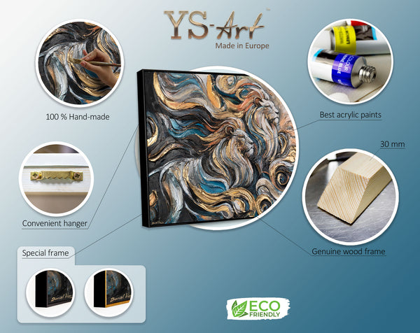 Info zum Leinwandbild – Acryl Löwe handgemalt mit Struktur