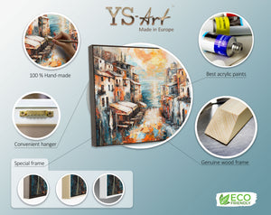 Infobild Acryl Leinwandbild – Stadt am Meer gemalt