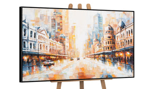 Stadtbild in Schwarzrahmen – Acrylgemälde auf Staffelei