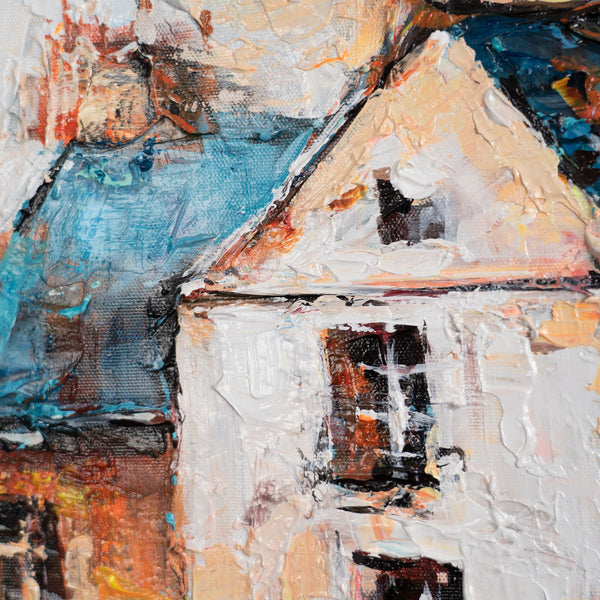 Detail Altbau – handgemaltes Acrylbild mit Pariser Häusern