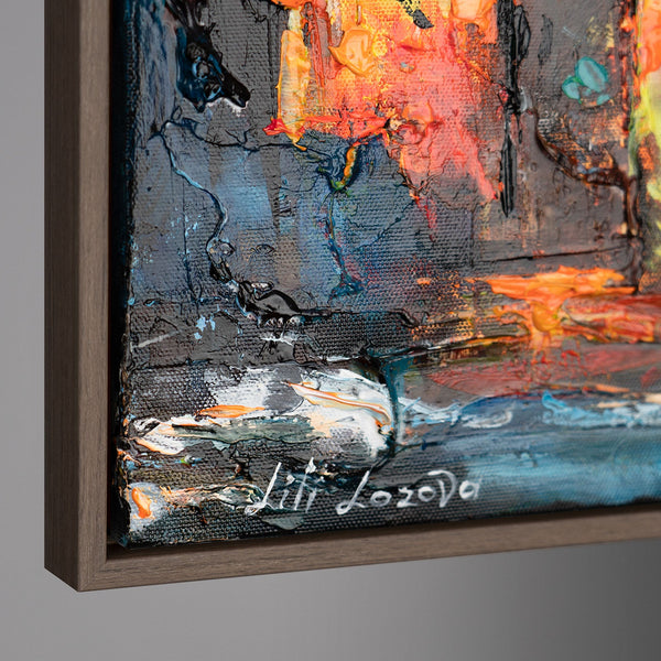 Cuadro de París sobre lienzo – Arte abstracto con marco «La calidez de París»