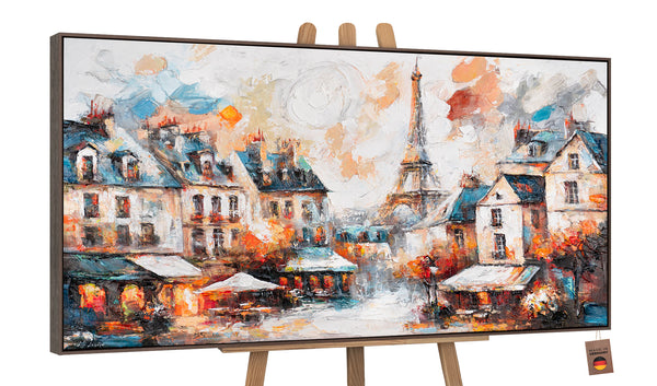 Acrylbild Pariser Straßenszene – handgemaltes Stadtbild auf Staffelei