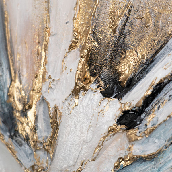 Moderne Acrylmalerei – Nahaufnahme mit goldener Struktur