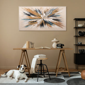 Wohnzimmer mit Acrylbild – moderne Leinwandkunst in Beigetönen