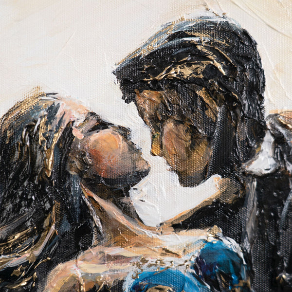 Nahaufnahme Tanzpaar – moderne Acrylmalerei auf Leinwand