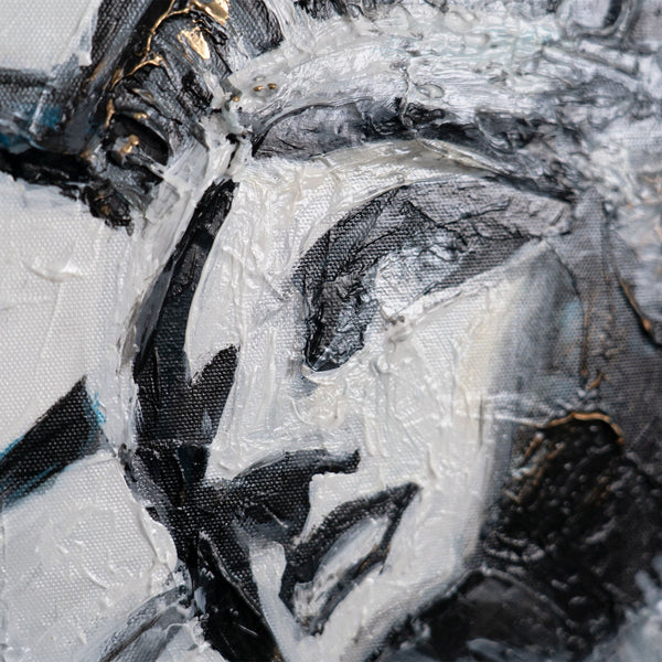 Nahaufnahme Gesicht – Freiheitsstatue abstrakt gemalt auf Leinwand